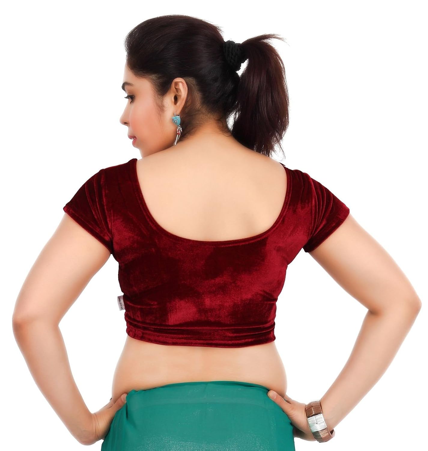 louis fashion velvet fabric women blouse (2074-bl-maroon01)