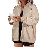 Eytino Womens Plus Size Jackets Long Sleeve Full Zip Casual Lightweight Fall Jacket(1X-5X)