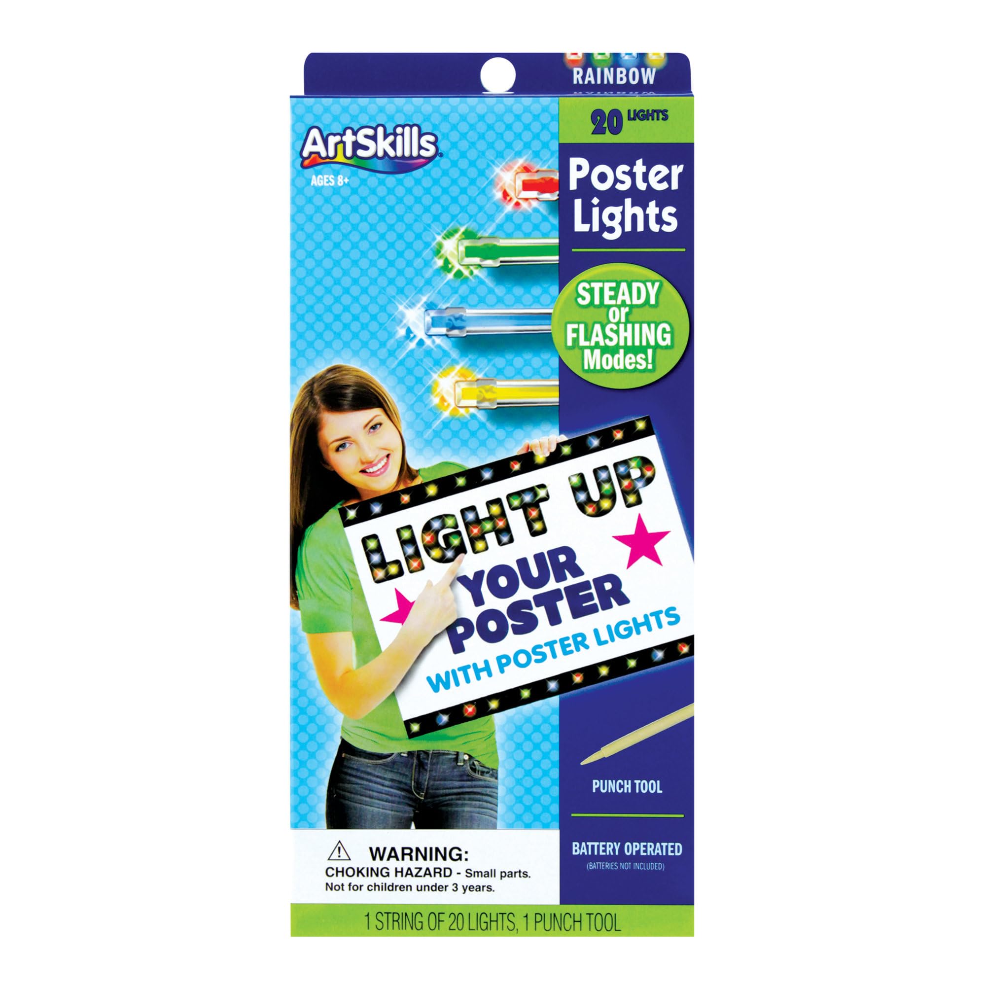 Photo 1 of ArtSkills® Battery-Operated Poster Lights, Assorted Colors, String of 20