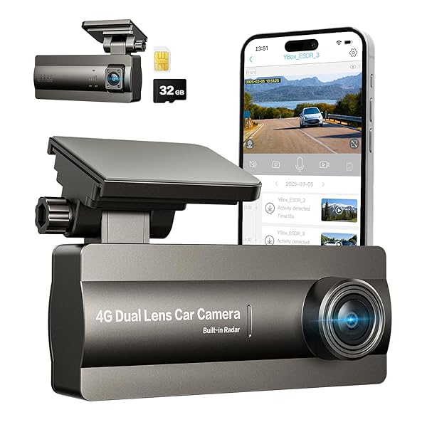 ELYSOO 4G LTE DASH CAM FRONT INSIDE, DUAL...