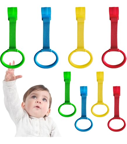 Toys Pull-Along – 4 Anneaux De Traction Pour Parc Bébé, Poignées Antidérapantes, Plastique Robustes, Faciles à Installer, 0-36 Mois