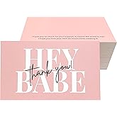 RXBC2011 Hey Babe Thank you Card Thanks for your support Cards Package Insert for online business Pack of 100 pink