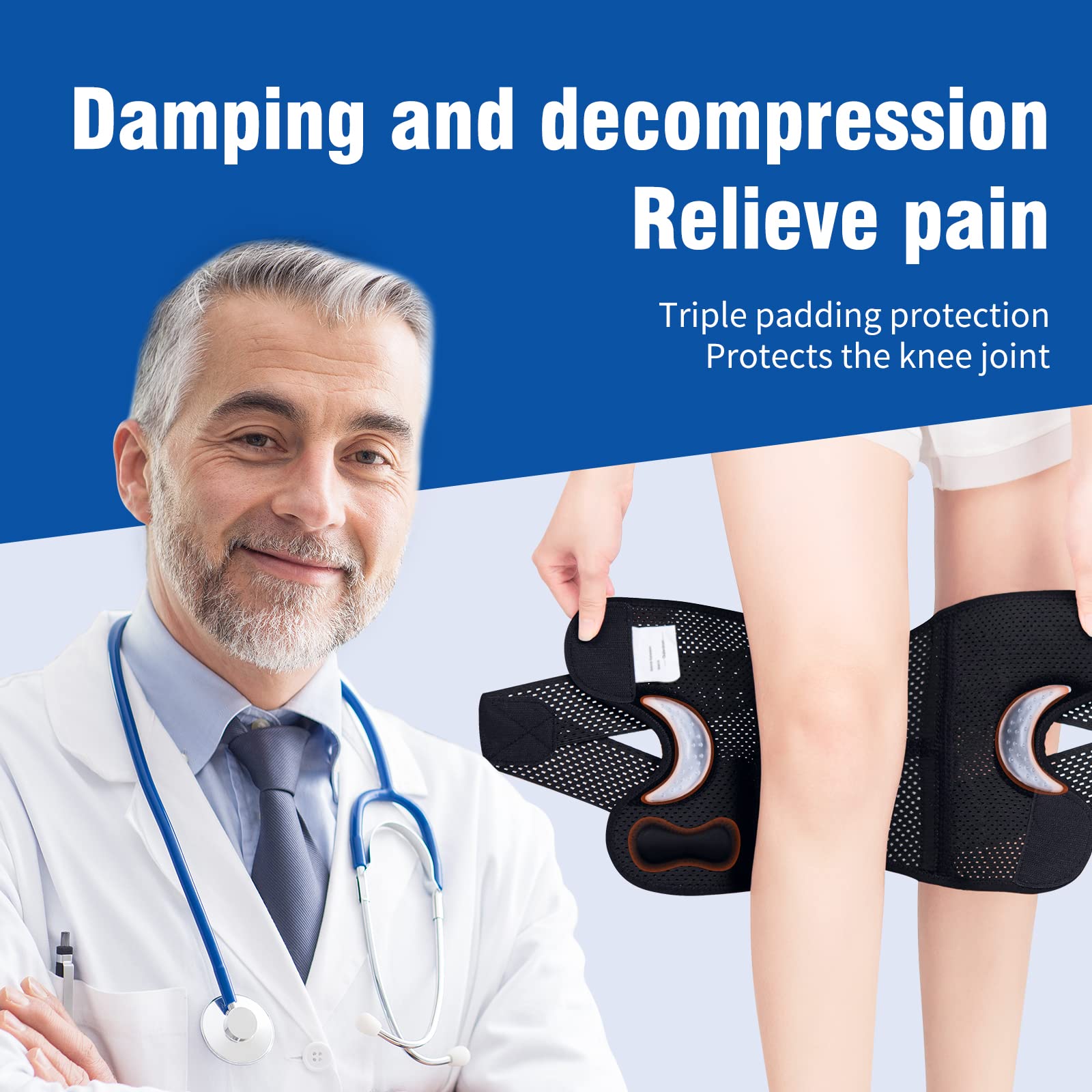 Galvaran Professional Knee Brace for Women & Men Breathable Knee Support with Side Stabilizers, Adjustable knee brace for Meniscus Tear, ACL, MCL Arthritis Knee Pain Relief,Injury Recovery