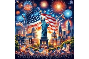 Apcufir 4TH of July Diamond Painting Kits for Adults,Statue of Liberty Independence Day Diamond Art Kits for Beginners,Round Full Drills Diamond Dots for Holiday Gifts and Home Wall Decor 14X14 Inch