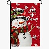 Cryfox Christmas Snowman Garden Flags Xmas Garden Flag Double Sided 12X18 Inch Winter Snowflakes Yard Flag for Outside Lawn Yard Decor