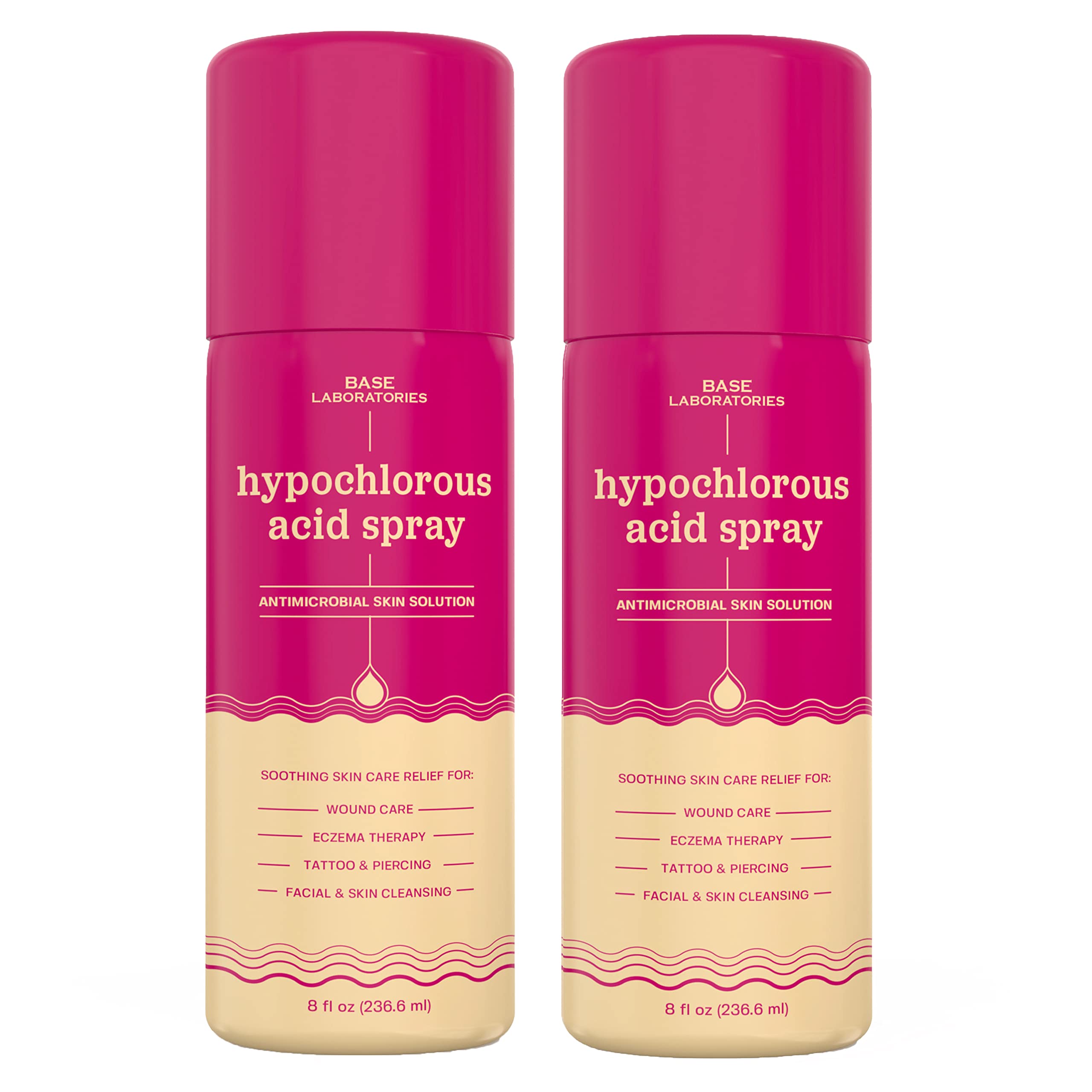 BASE LABORATORIES Hypochlorous Acid Spray for Face & Skin | 8oz | Facial Spray Daily Skin Repair Solution for Sensitive Skin, Redness, Irritations, Eczema | Hypochlrous HOCL Molecule | 2PK