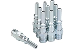 JOROY Lincoln L-style Air Hose Fittings, 1/4 Inch Flow Size, 1/4 Inch Male Threads Size, Steel Material, 300PSI, 10 Pieces Air Compressor Accessories Fittings