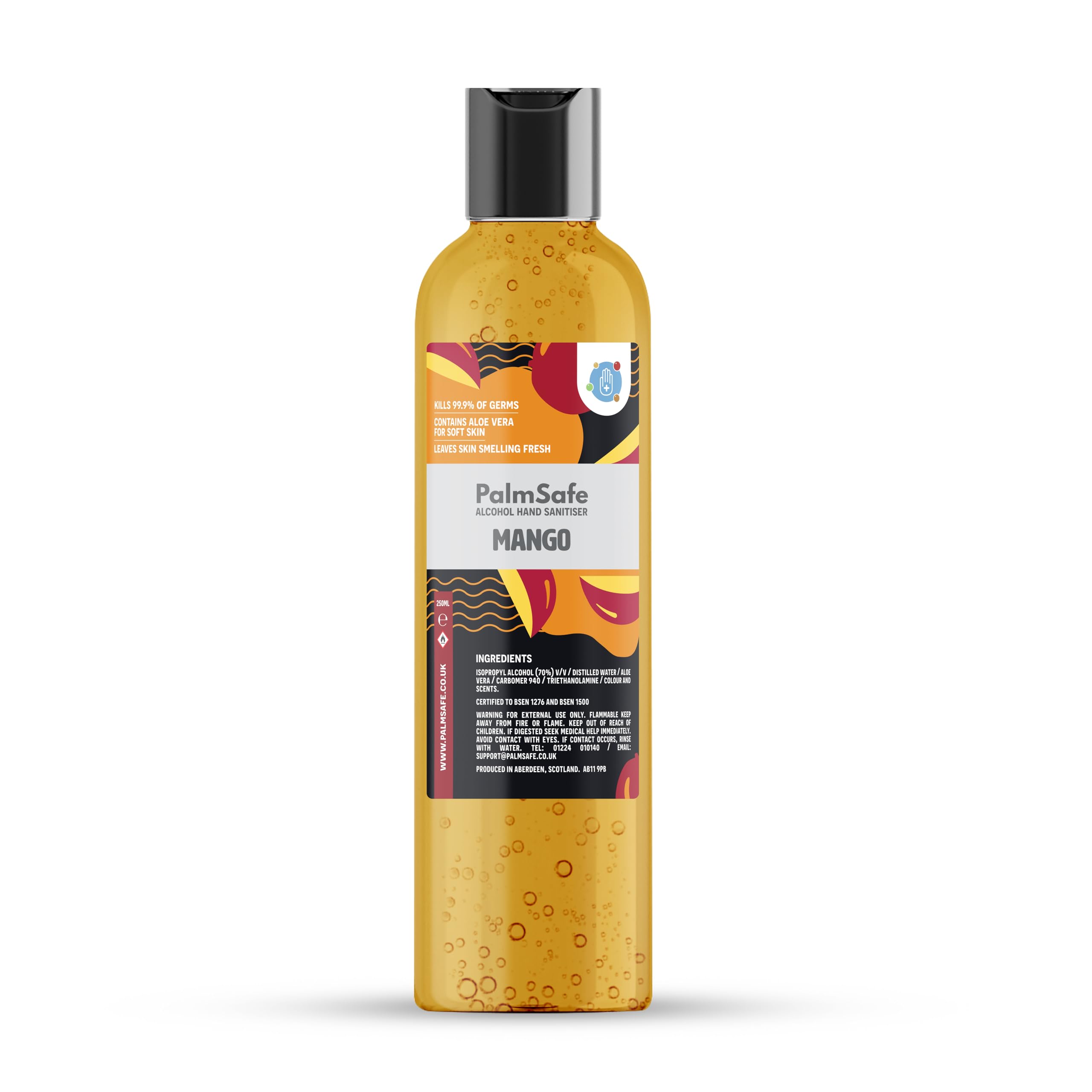 Palm Safe Mango Alcohol Hand Sanitiser 250 ml Disc Top Bottle