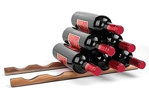 Ironwood Gourmet Compact Wooden Wine Rack Bottle Holder, Acacia Wood Wine Sticks, 15 Bottle Capacity