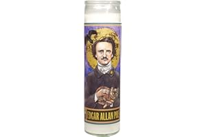 THE UNEMPLOYED PHILOSOPHERS GUILD Edgar Allan Poe Secular Saint Candle - 8.5 Inch Tall Glass Prayer Votive - Made in The USA