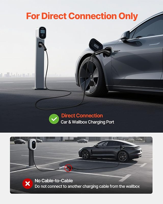Cable de Carga para Vehículos Eléctricos, 32 A, 10 m, máx. 22 kW, Alargador, Compatible con Cargadores de Vehículos Eléctricos Tipo 2, Trifásico CA 480 V 50 Hz, IP65, con Bolsa de Transporte — foto 5 de 8
