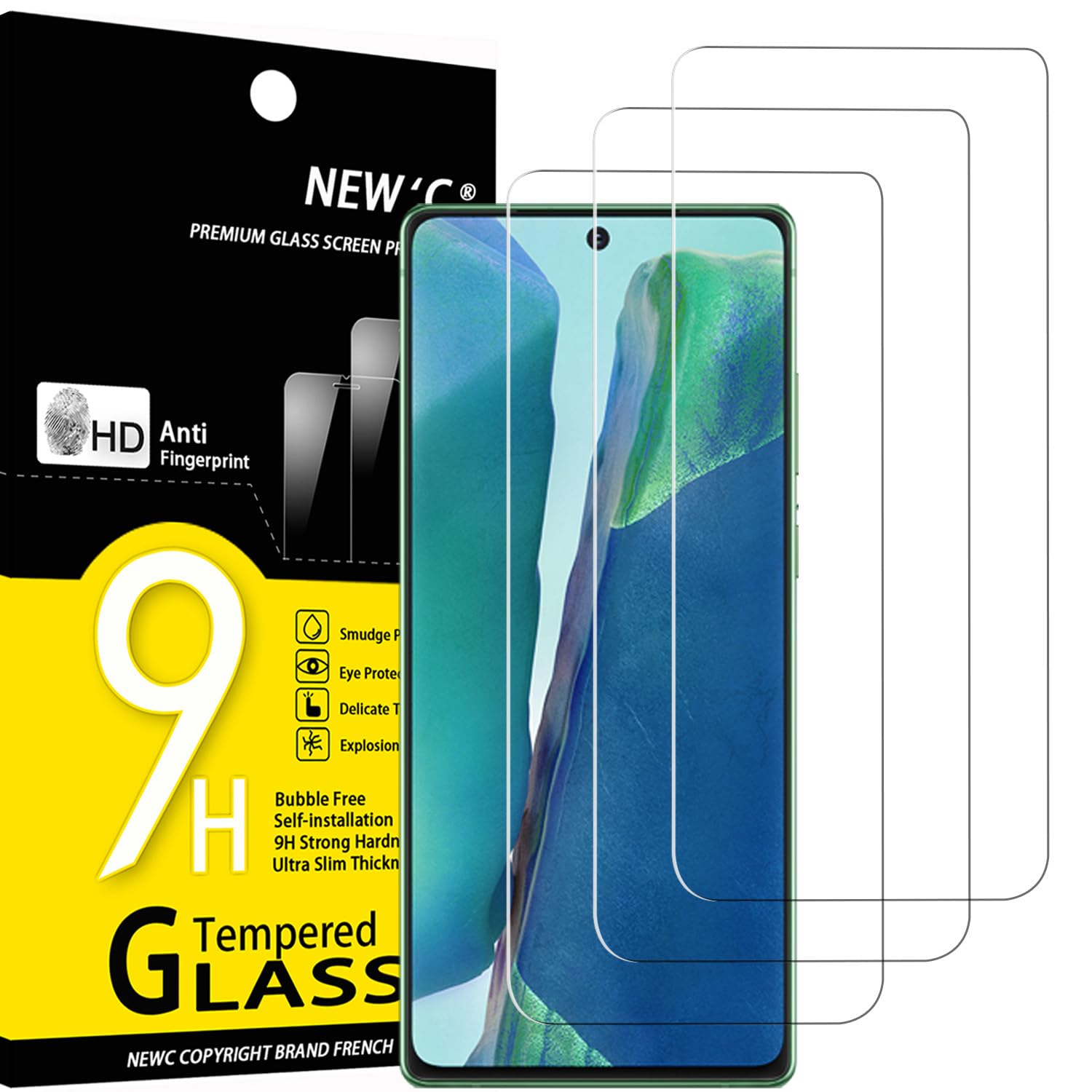 NEW'C 3 Pack Designed for Samsung Galaxy Note20 Screen Protector Tempered Glass, Case Friendly Anti Scratch Bubble Free Ultra Resistant