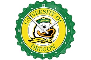 The Fan-Brand NCAA Oregon Ducks - Bottle Cap Wall Clock - Sports Team Bar Sign Décor - Home, Dorm, Garage, Office, Fan Cave