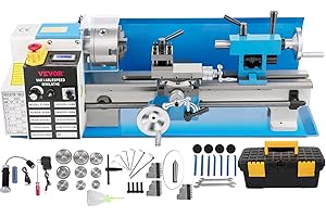 VEVOR Metal Lathe, Upgraded Digital Display 7"x14" Benchtop Metal Lathe 550W Variable Speed 2250RPM with 3-jaw Chuck CNC Mini Lathe Machine Precision Mini Lathe Tool Box for Metal Turning