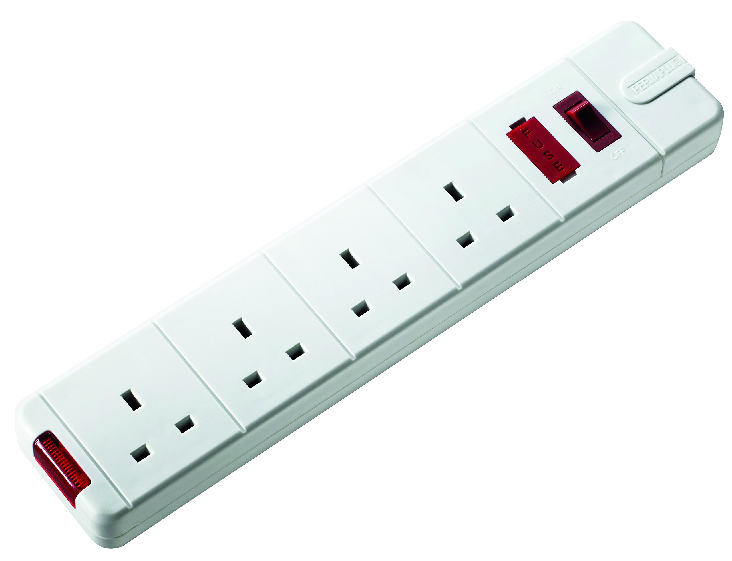 Masterplug SWFG4W-MP Four Socket Trailing Socket with Power Switch, Without Plug and Cable, 13 Amp, White
