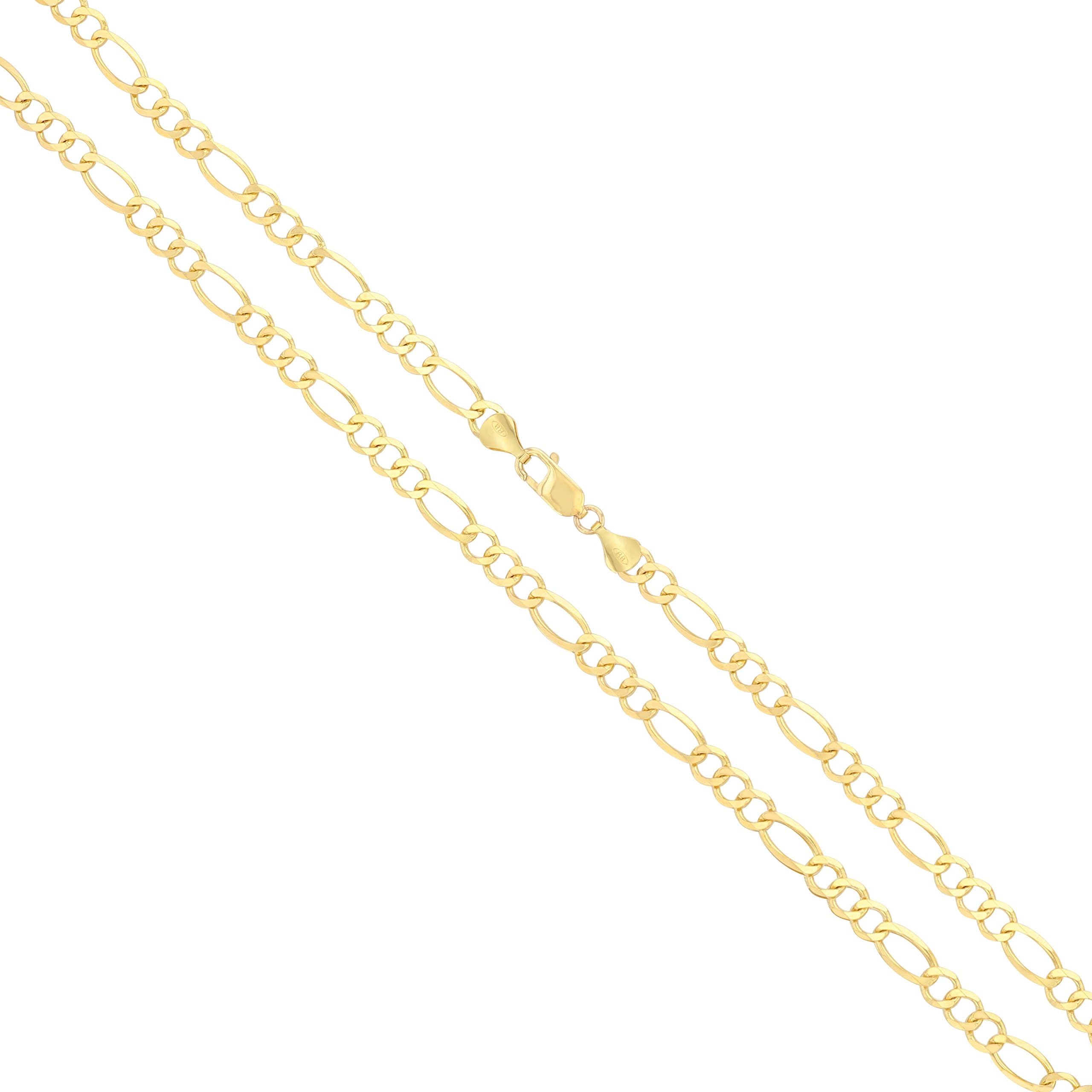 Joule Shop 10K Solid Yellow Gold 6mm Figaro Link Chain Necklace, 20-30"