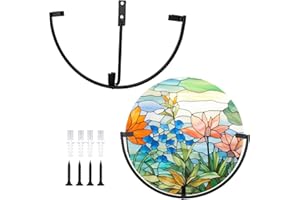 Moxweyeni 2 Pcs Stained Glass Wall Display, 10 Inch Round Metal Display Stands Wall Mount for Stained Glass, Decorative Fused Art Base for Plate Picture Platter Photo