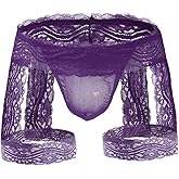 SINROYEE Men's Sexy Lingerie Sissy Panties Lace Tirm Bulge Pouch G-String Thongs Underwear with Garter