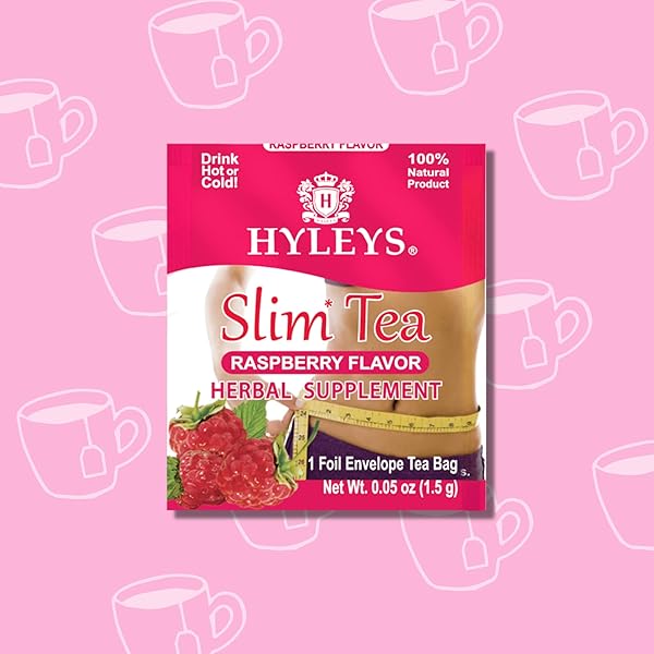 HYLEYS SLIM TEA RASPBERRY FLAVOR – WEIGHT LOSS HERBAL SUPPLEMENT CLEANSE AND DETOX – 25 TEA BAGS (1 PACK)