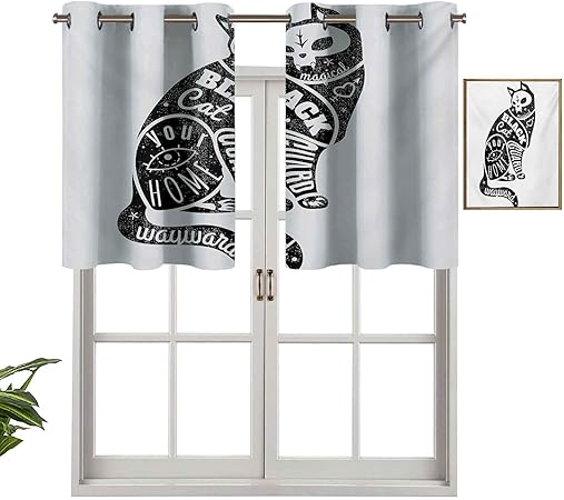 Hiiiman Cortinas opacas con ojales, diseño de calavera, mago de la