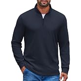 COOFANDY Mens Quarter Zip Pullover Casual Long Sleeve Knit Mock Neck Sweatshirt Lightweight Polo Sweater