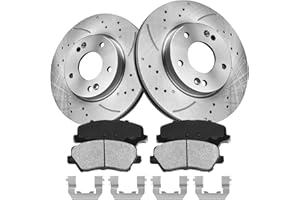 ANPULSERO FIWRILUVX Anpulsero Front Brakes Pads and Drilled Slotted Rotors Kit Compatible with 2011-2016 Hyundai Elantra, 2014-2018 Kia Forte, 2012-2017&2019-2021 for veloster|Automotive Replacement Brake Rotor Kit