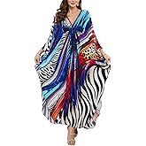 NFVNKJ Boho Kaftan Plus Size Dress for Women, Batwing Sleeve Beach Cover Up, Casual Loose-Fit Loungewear and Swimsuit Dress
