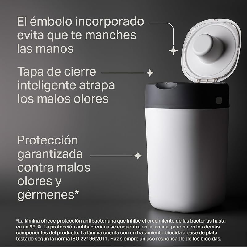 Tommee tippee - twist and click advanced diaper container, novo sistema ecológico, inclui 12 recargas com filme greenfilm, branco