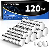 GOOZADA 120Pcs 3 Sizes Silver Round Little Magnets,40Pcs 6X2mm, 40pcs 8x2mm, 40pcs 10x2mm Small Neodymium Magnets for Miniatu