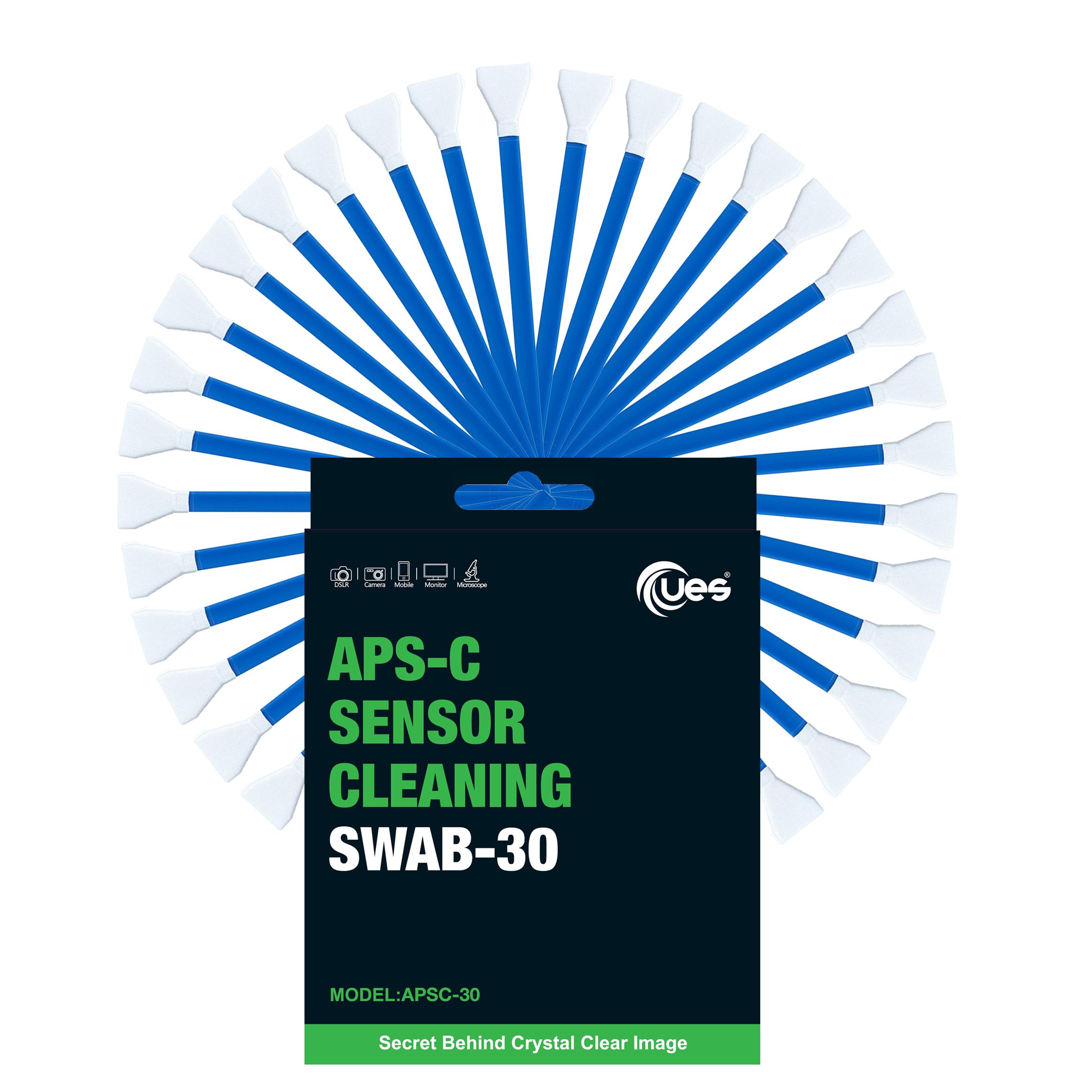UES APSC 30 APS-C Sensor Cleaning Swabs for Reflex and Mirrorless Digital Camera CCD and CMOS Sensors (30pcs 16mm Dry Swabs)