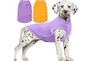 SyChien Dog Blank Shirts,Clothes for Medium Large French Bulldog,Dogs Girl Boy Cotton T Shirt,Lightweight Costume,Yellow & Purple L