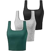 Porvike Sports Crop Tank Tops for Women Cropped Workout Tops Racerback Running Yoga Tanks Cotton Sleeveless Gym Shirts 3 Pack