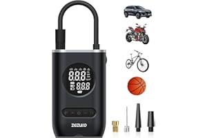 Tire Inflator Portable Air Compressor - ZGZUXO 150PSI Cordless Air Pump for Car Tires with Pressure Gauge LED Light, Electric Bike Tire Pump for Car Motorcycle Bicycle Ball, Auto Shut-Off