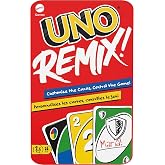 Mattel Games UNO Remix Card Game for Family Night with Customizable Options &amp; Write-On Cards in Storage Tin for 3-6 Players