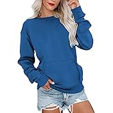 Ovanviso Womens Crewneck Sweatshirts with Pocket Trendy Fashion Pullover Loose Fit Long Sleeve Tops 2026