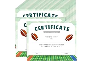 Chiisong 36 Pieces Sports Achievement Award Certificates of Appreciation Sport Certificates for Employee Teacher, 9.84 x 7.87 Inches(Football)