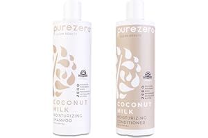 Purezero Coconut Milk Shampoo & Conditioner Set - 100% Vegan & Cruelty Free - Intense Hydration & Increase Shine - Zero Sulfates, Parabens, Dyes - Fight Dandruff & Frizz