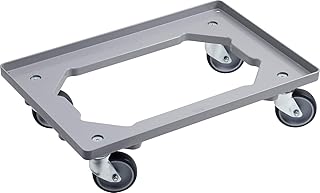 Werkzeyt Transportroller 615 x 415 mm-Für Euro-Stapelbehälter 600 x 400 mm-250 kg Tragkraft-ABS-Gestell-TPE-Räder/Euroroller/Transporthilfe für Stapelboxen/Kistenroller / 821500