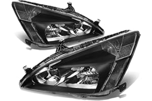 DNA MOTORING Pair Headlight Assembly Compatible with 03-07 Honda Accord, Black Housing Clear Corner,HL-OH-HA03-BK-CL1