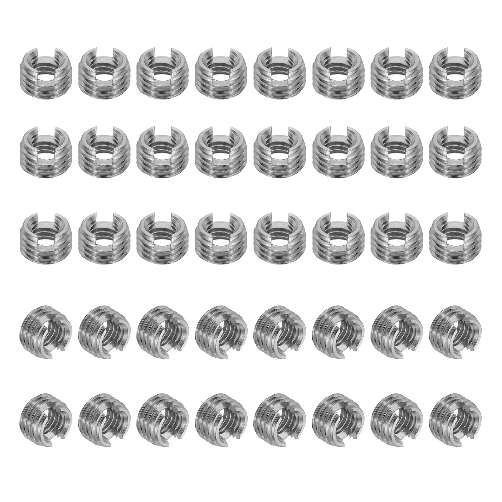 PATIKIL Self-Tapping Threaded Inserts, 40 Pcs M5 x M8 x 5mm 303 Stainless Steel Thread Adapter Reducer Slotted Screw Repair Inserts Nuts Sleeve — image 1