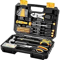 DEKOPRO 50 Piece Tool Set General Household Hand Tool Kit with Plastic Toolbox Storage Case All Purpose Home Tool Kit Include