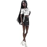 Barbie Looks Doll, Collectible and Posable with Sleek Black Hair, Tall Body Type and Metallic Top with Vinyl Skirt