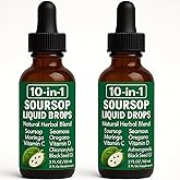 QIZFYZZ Soursop Natural Drops, 10-in-1 Soursop Extract Drops with Sea Moss, Moringa, Turmeric, Black Seed Oil, Oregano, Ashwagandha Immune Support | Improving Gut Health | Heart Health, 2 Fl Oz (2)