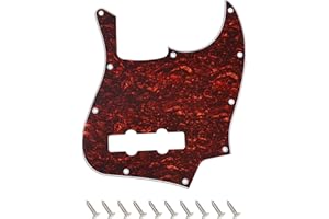 Banworks Jazz Bass Pickguard 4 Ply 10-Hole J Bass JB Scratch Plate for USA/Mexican Modern Style Fender Jazz Bass JT/HB-11 Red Tortoiseshell