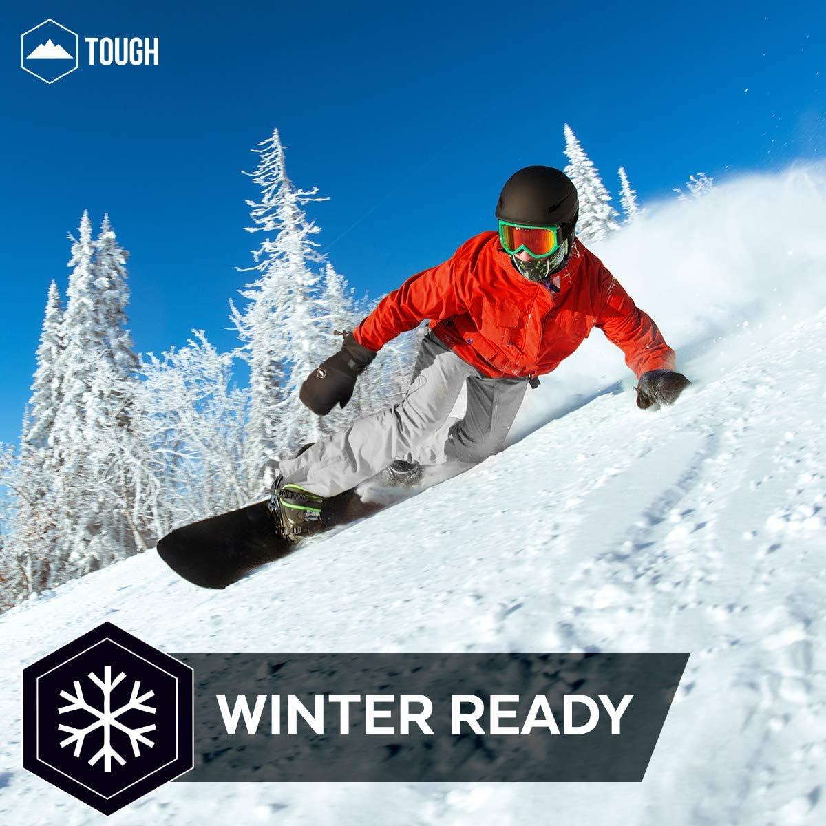 Winter Ski Mittens for Men & Women - Warm Adult Snow Mitts for Cold Weather - Waterproof Gloves Designed for Snowboarding, Skiing, Shoveling & Other Outdoor Sports - with Wrist Leashes : Clothing