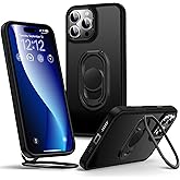 Shields Up for iPhone 16 Pro Case with Stand, Phone Case with Double Ring Holder [Adjustable & Foldable] Protective Translucent Matte Cover for iPhone 16 Pro 6.3 inch - Frosted Black