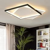 Shine LUEST Black Modern LED Bedroom Ceiling Light Dimmable Flush Mount Ceiling Light Fixture 22" Square Ceiling Lamp with Remote Control Kitchen Lighting Fixture Ceiling,Suitable for Bedroom,Hallways