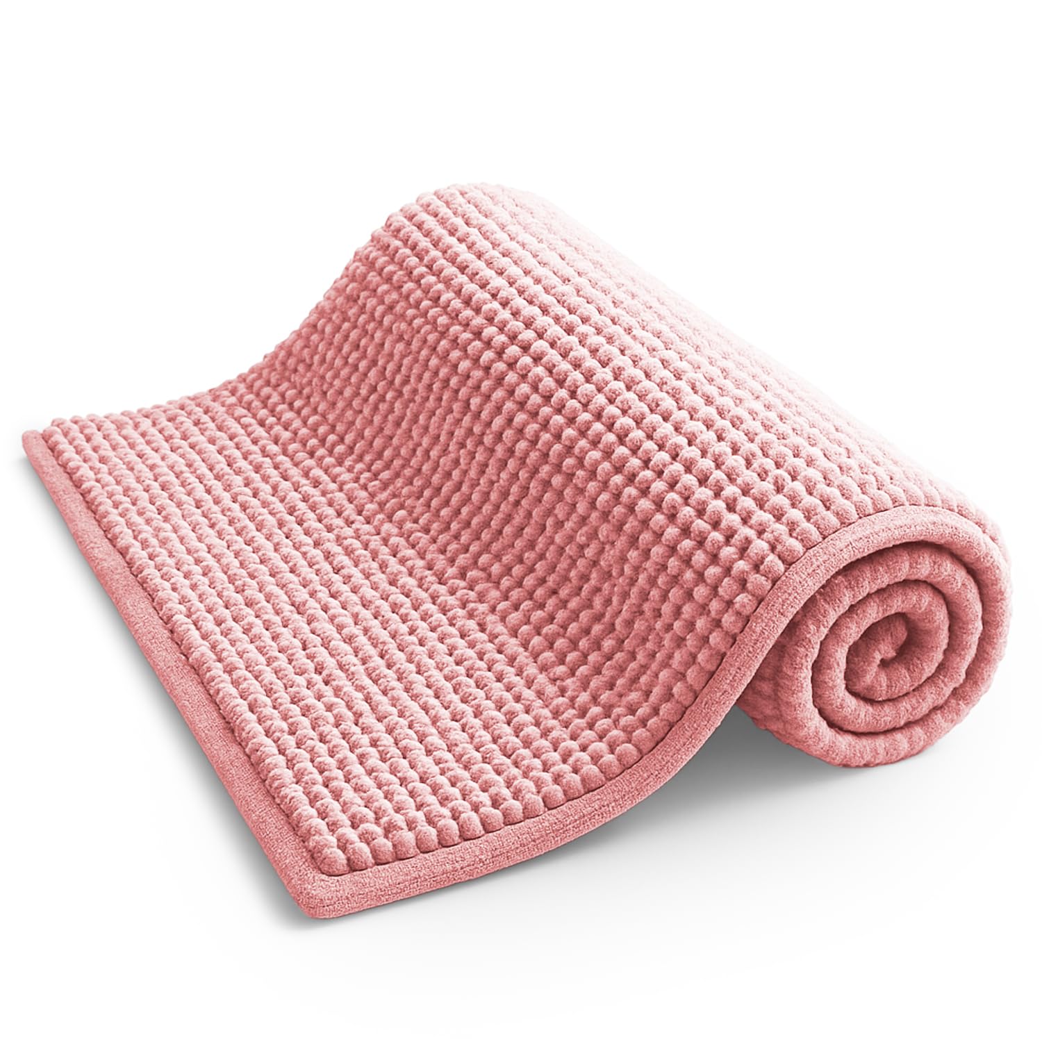 KEPLIN Non-Slip Microfibre Bath & Toilet Mat - Soft, Plush & Comfortable Rug with Machine Washable Design - Water Absorbent & Quick Drying to Keep Bathroom & Home Hygienic & Clean - (40x60cm) Pink