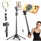 ACKIMA 53" Magnetic Selfie Stick Tripod, 4-Leg Base, 1/4" Mount, Remote | 360&deg; Rotation, 4-Leg Base &amp; Wireless Remote, N52 Magnetic Mount and 1/4" Screw for iPhone, DJI Pocket 3, GoPro &amp; Insta360