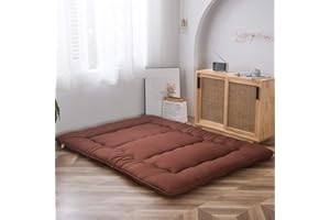 MAXYOYO Japanese Shiki Futon Floor Mattress - Thicken Tatami Mat Sleeping Pad, Roll Up Lounger Bed for Guest Room - Coffee, K